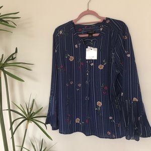 NWT Liz Claiborne Navy Floral Shirt
